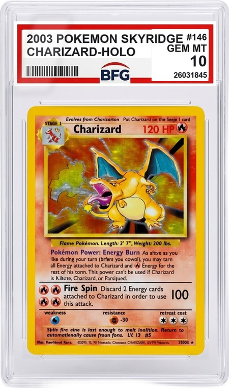 Charizard holo in a BFG slab, Gem Mint 10