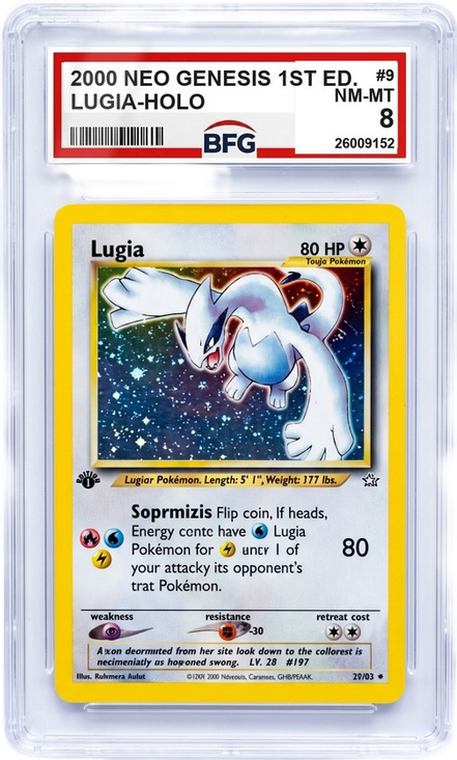 Lugia 1st edition holo in a BFG slab, NM-MT 8